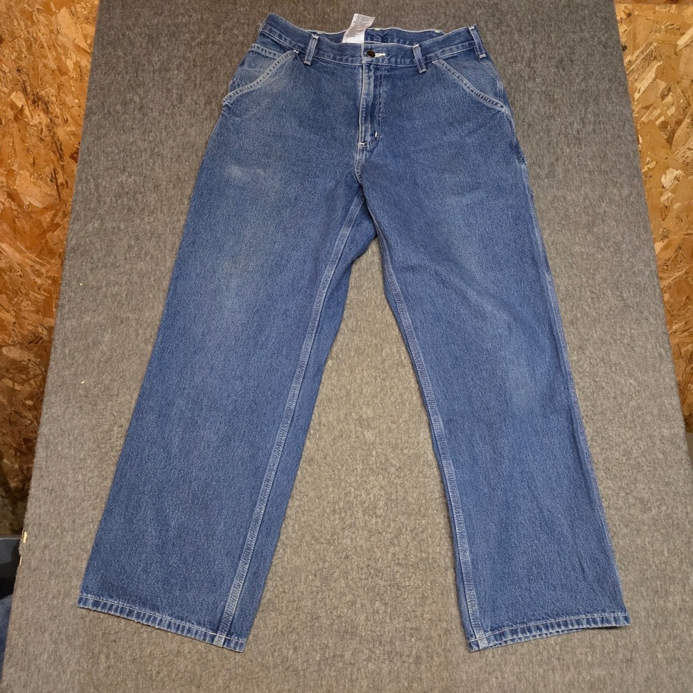 Carhartt B13 DST Carpenter Jeans Mens 33x30 Blue Denim Loose Fit Workwear Pants